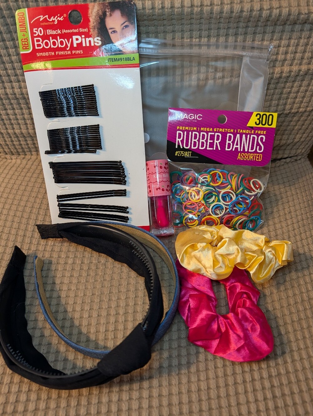 Hair Accessory Mixed Set with Pink and Yellow Satin Scrunchies New